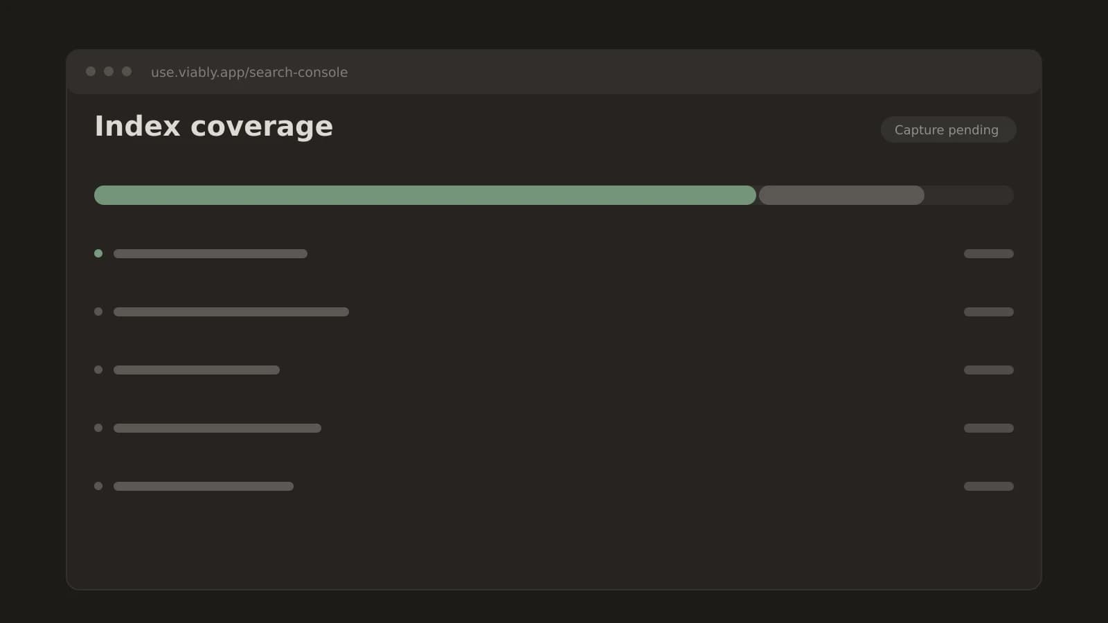 Visual representation for tip: What Google actually says about every page that earns impressions, rebuilt one inspection at a time because its own indexing report has no API.