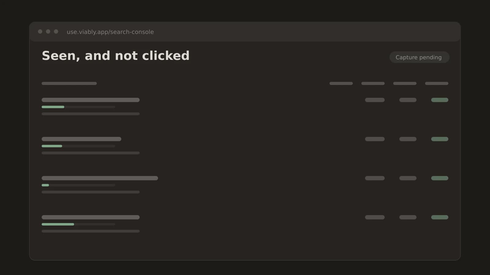 Visual representation for tip: The searches you already rank for and still lose the click on, ordered by what the shortfall is worth in traffic rather than by the number that is too low to notice.
